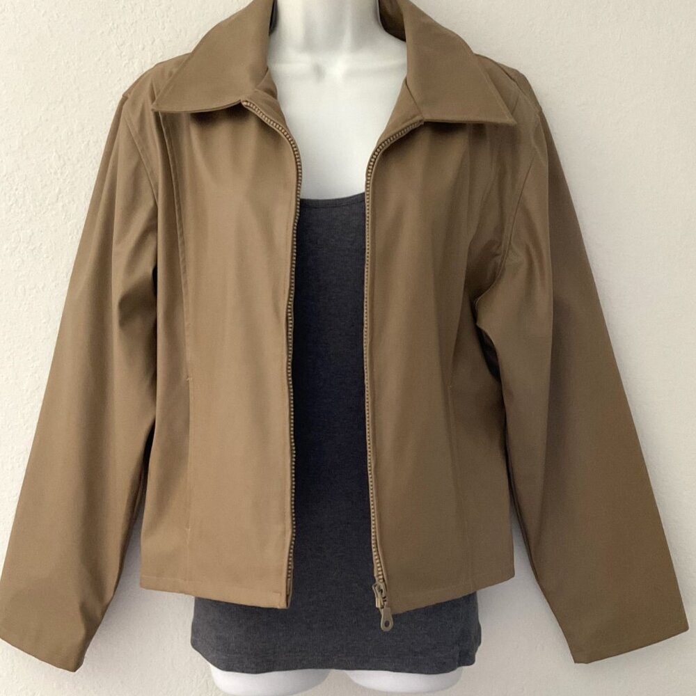 KC COLLECTIONS FAUX LEATHER JACKET TAN (Flaws)